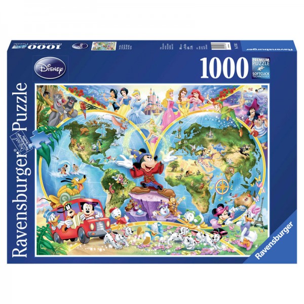Puzzle 1000 Piezas Mapamundi de Disney